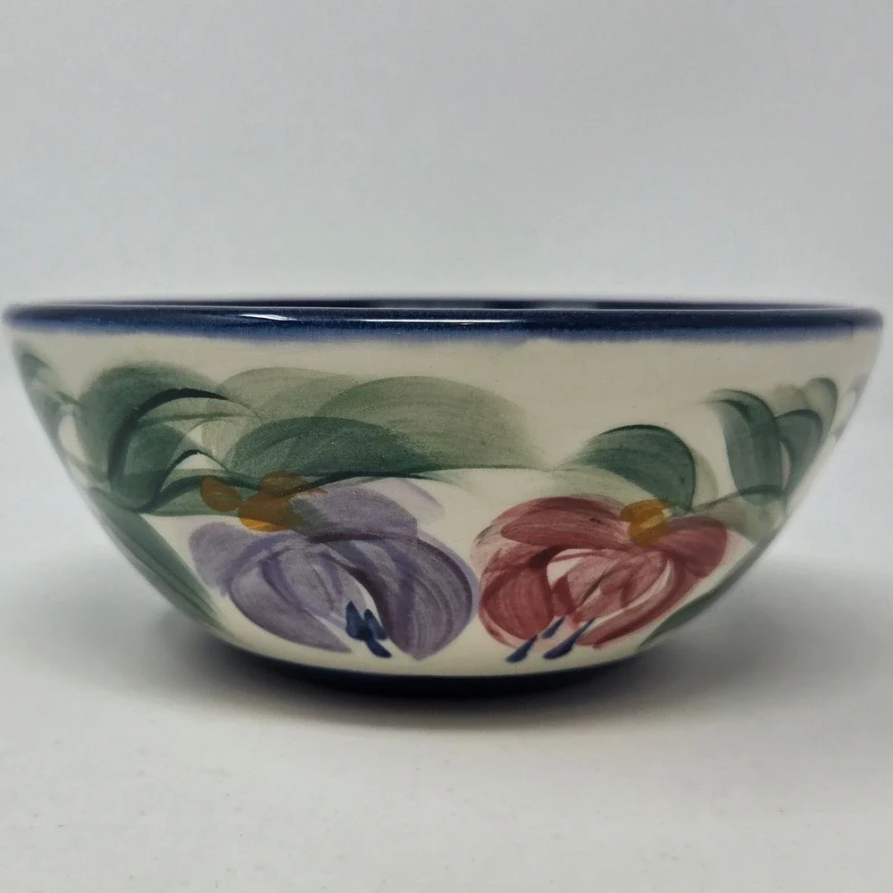 Vintage Gail Pittman Annabella Soup Cereal Bowl Blue Hand-painted 1997
